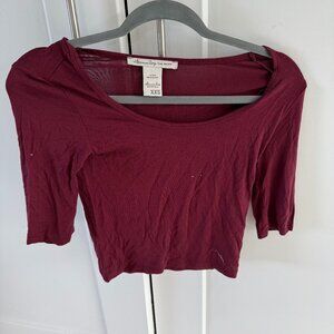 Burgundy womens XXS American Rag Top 3/4 Sleeve Pre Owned Shirt